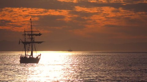 Pirate Ship Open Sea Sunset Stock Photo 1123137131 | Shutterstock