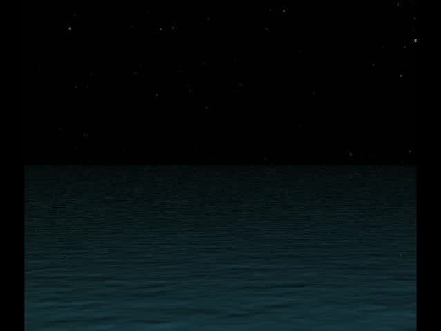 3D scene, fighter flies by through the night over ocean.  No audio. | Shutterstock HD Video #12934