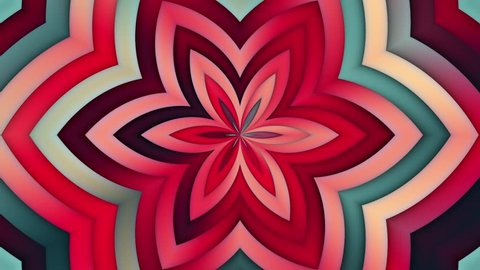 Looping Background Animation of Flowing Blue Red Gradient Flower Star Lines Abstract Kaleidoscope Motion Graphic