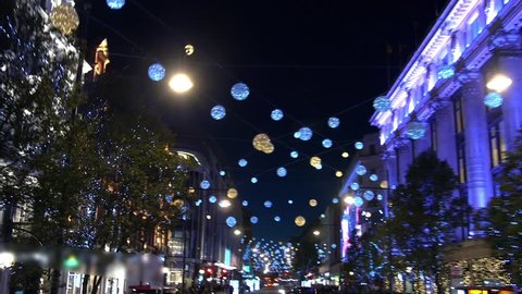 Christmas lights and decorations in Oxford street, London