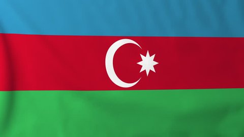 Flag of Azerbaijan, slow motion waving. Rendered using official design and colors. Highly detailed fabric texture. Seamless loop in full 4K resolution. ProRes 422 codec.