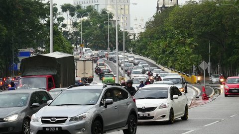 Time Lapse of Heavy Traffic in Kuala Lumpur Malaysia - Circa August 2015