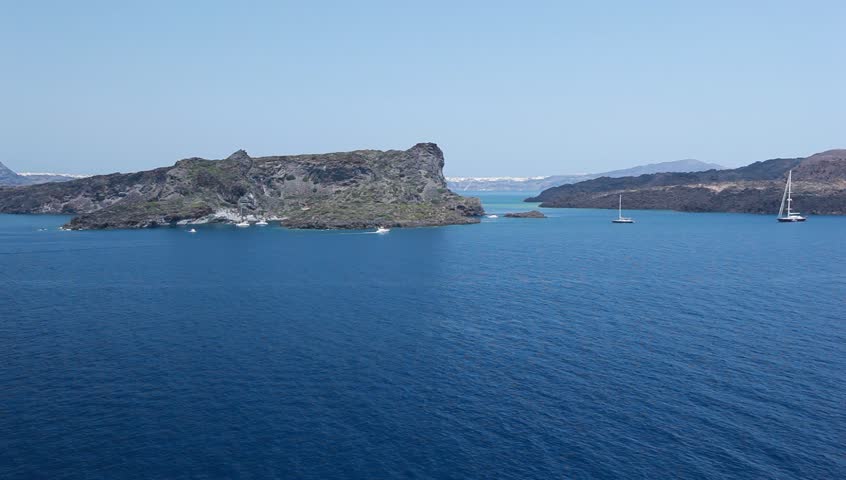 Santorini islands view from a ship