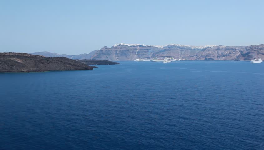 Santorini islands 2 view from a ship
