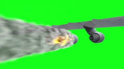 Concept aerial accident. engine on fire. Burn plane crash. Alpha channel.