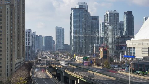Toronto, ON, Canada - The Gardiner Expressway 
4K Time lapse sequence shot downtown Toronto.