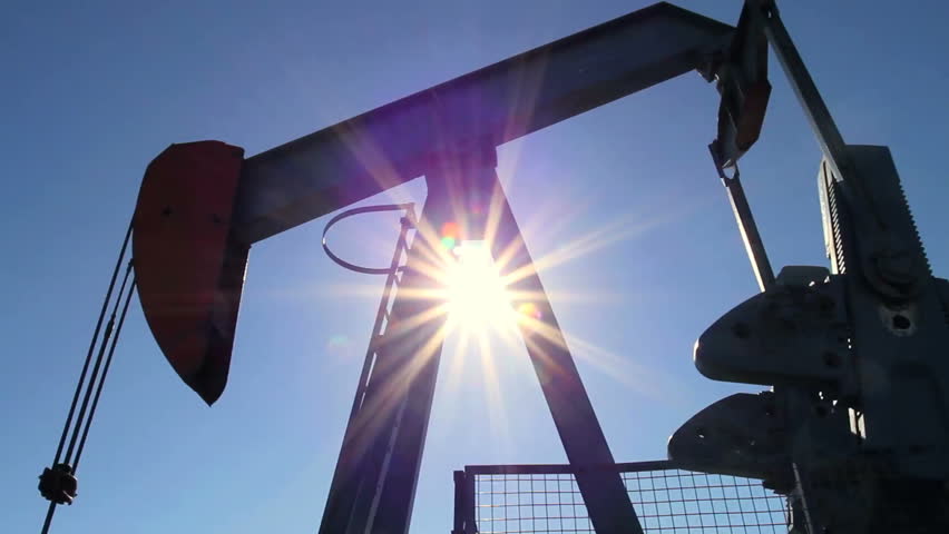 Crude oil pump jack with sunburst