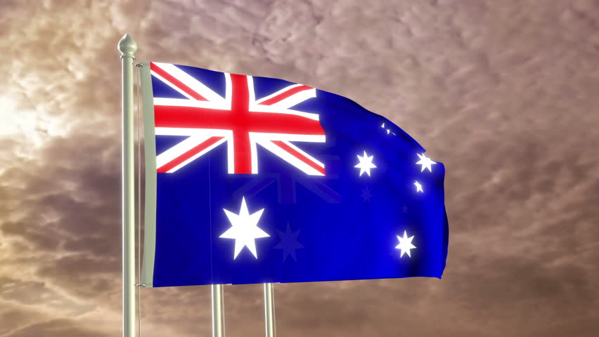 Three Flags Of Australia Waving Stock Footage Video 100 Royalty Free