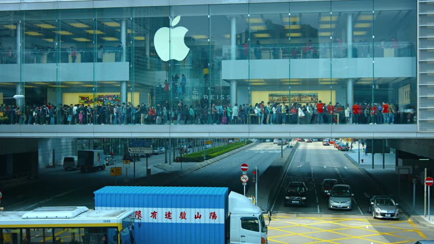 HONG KONG. CHINA - CIRCA JAN 2015: Long line of customers. waiting to enter a huge Apple store in Hong Kong. China. with sound. Video UltraHD | Shutterstock HD Video #13019210