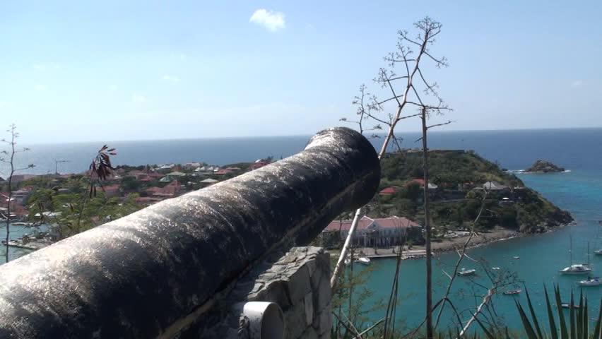 St Barths Gustavi Sailboat View With Cannon