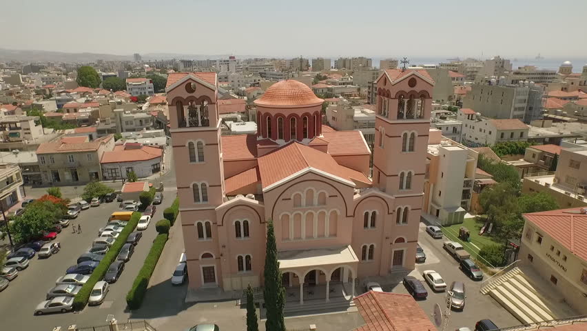 Aerial shot of Church in Limassol, Cyprus