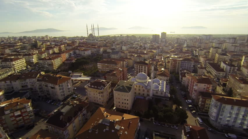 Aerial Istanbul City. Drone flying over Maltepe Region, Turkey. 

