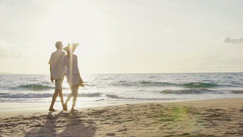 Sunset Walk On Tropical Beach Retirement Stock Footage Video (100% ...