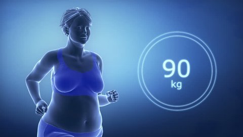 Running woman from fat to fit in kg