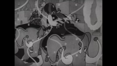 CIRCA 1930s - An animated cartoon about Aladdin and his magic lamp.