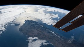 Planet Earth view from space or ISS. The spacecraft is passing above New Zeland, there is bump at the beginnig of the video when the ship turned.Elements of this image furnished by NASA on Nov 23,2015
