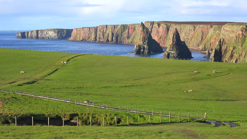 SCOTLAND - CIRCA 2015 - The beautiful Duncansby Head sea stacks in Northern Scotland.