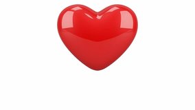 Red glossy heart rotating on the white background, 3d animation, Full-HD video. Alpha channel is included