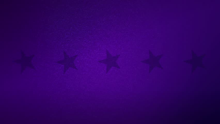 Computer generated animation of five gold stars appearing over a purple