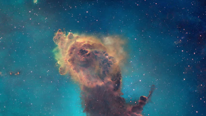 4K-UHD.  The viewer looks at a portion of the Carina nebula from different angles, pillars of gas and dust can be seen in 3 dimensions.  Original image used with permission from NASA's Hubble site.   Royalty-Free Stock Footage #13081088