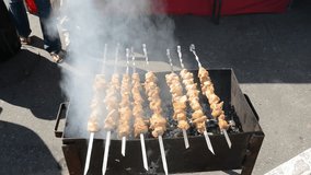 cooking meat in the summer fair 