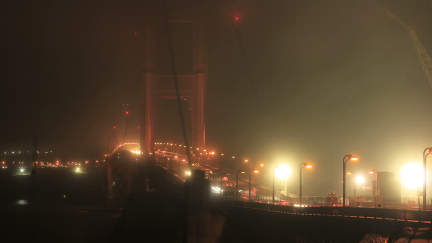 A dark and spooky night timelapse of San Francisco's Golden Gate Bridge