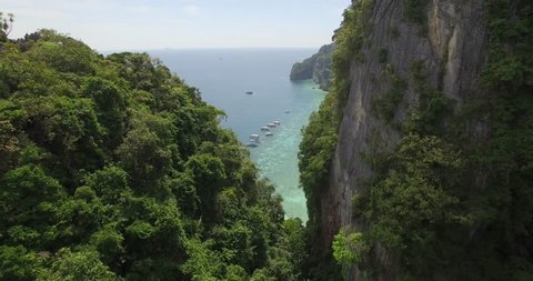 Stunning aerial shot of Phi Phi islands in Thailand