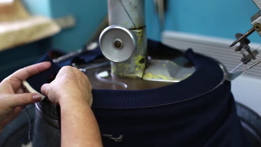 Close-up details and mechanisms of the machine for sewing