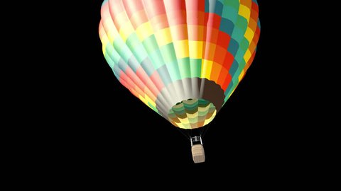 Alpha channel animation of hot air balloon in the blue sky