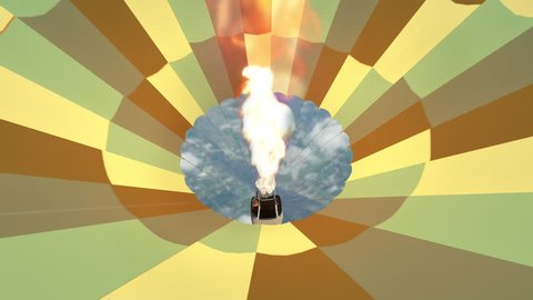 Animation of the burner directing a flame, as seen from inside the hot air balloon,
