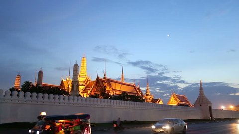 Wat Phra Kaeo or Temple of the Emerald Buddha in the evening light up,Bangkok thailand,November 2015,Wat Phra Kaeo is one of the most famous tourist destinations in Bangkok