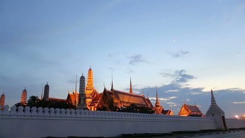 Wat Phra Kaeo or Temple of the Emerald Buddha in the evening light up,Bangkok thailand,November 2015,Wat Phra Kaeo is one of the most famous tourist destinations in Bangkok