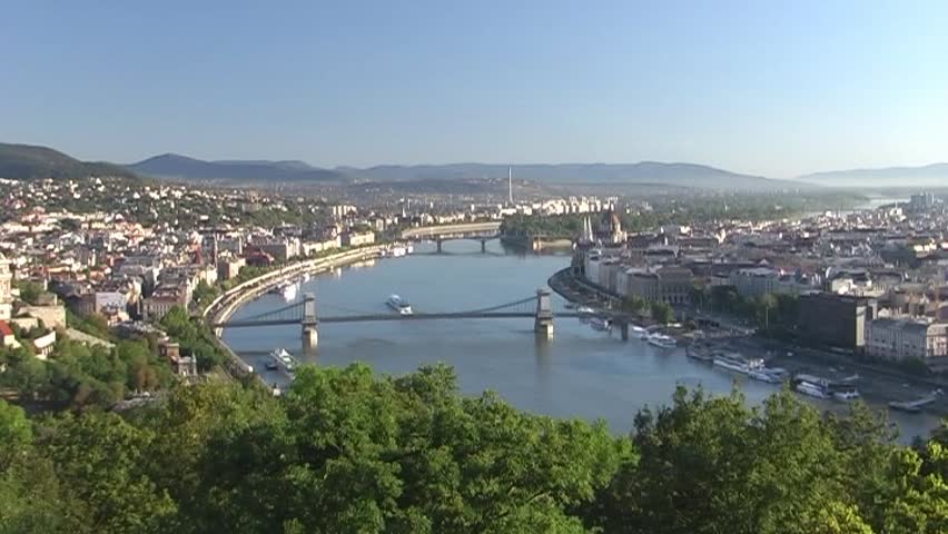 Panoramic morning view of Budapest (Hungary) and the river Danube from Buda Hills - SD 16:9, Panasonic NV-GS 500 (3 CCD)