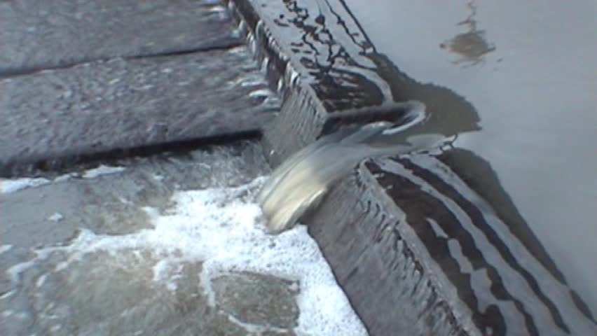 Small waterfall in a park, close-up