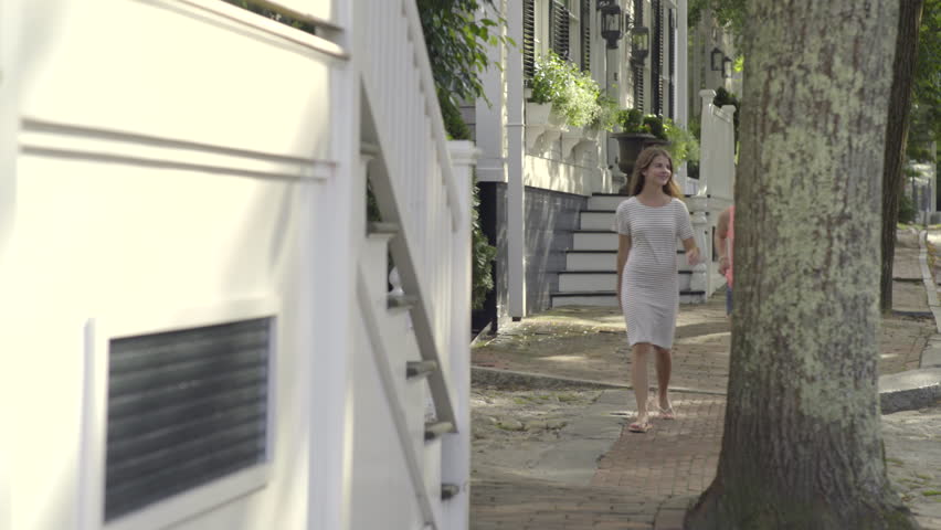 Happy Teen Girls Explore Historic Nantucket, Massachusetts