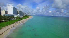 Flying over Miami Beach aerial video 4k