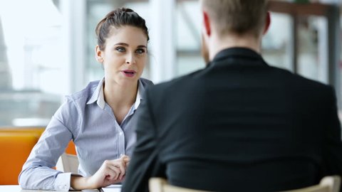 Job interview concept - two business people during recruitment