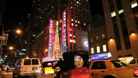 NEW YORK - NOVEMBER 26: Radio City Music Hall at Christmas, November 26, 2010 in New York City.  Editorial Stock Video