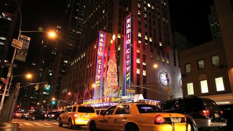 NEW YORK - NOVEMBER 26: Radio City Music Hall at Christmas, November 26, 2010 in New York City.  Editorial Stock Video