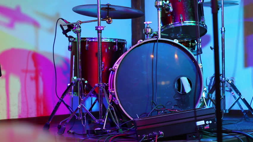 Drum set is highlighted in different colors | Shutterstock HD Video #1319836