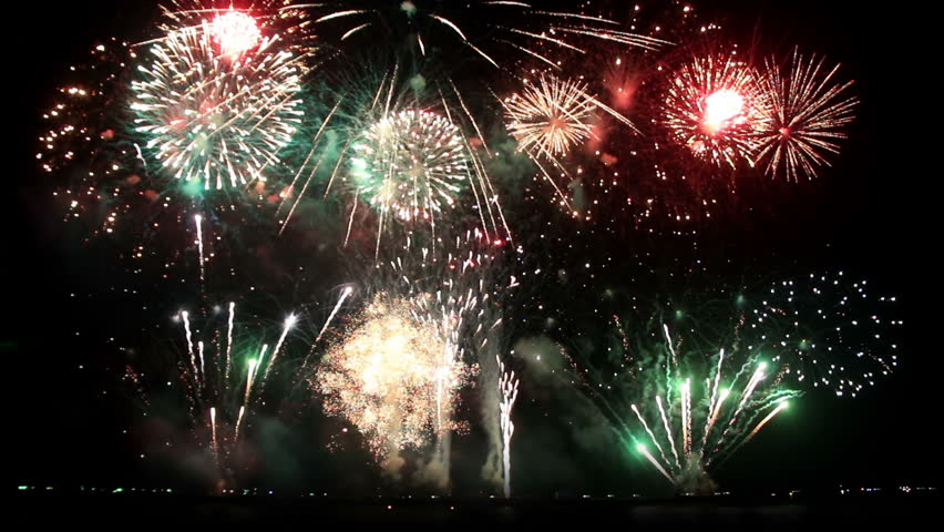 Epic Fireworks From Boats On Stock Footage Video (100% Royalty-free 