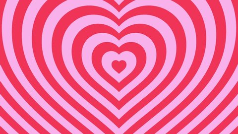 Love hearts expanding abstract background loop pink