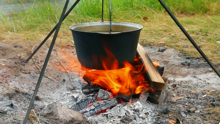 kettle over campfire