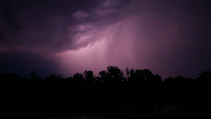 Night storm near river and great zippers
