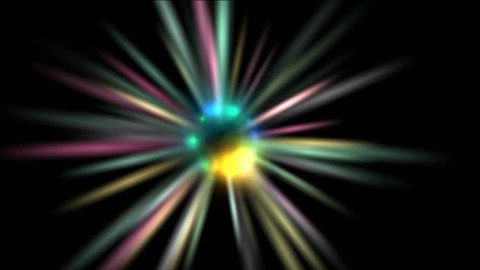 Animation of colored rays from the center. Computer graphics.