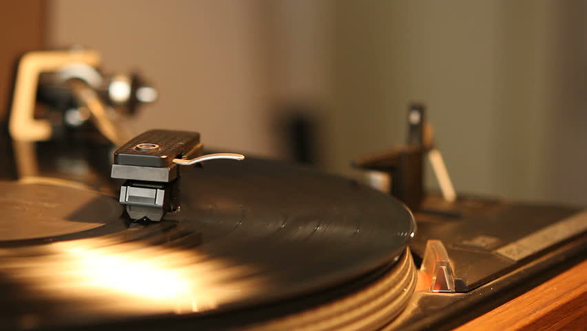 Close Up Hd Movie Of A Record Player Playing A Vinyl Black Record