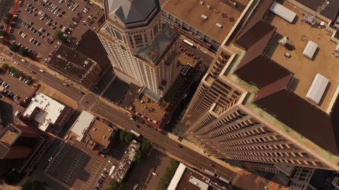 Hartford Aerial v9 Flying vertical shot over downtown. 10/15