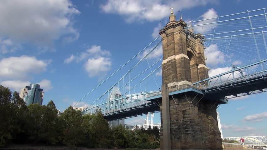 Old Bridge over Ohio River at a sunny day