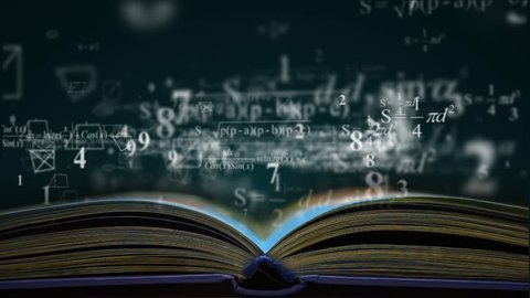 math physics formulas from book. computer generated loopable motion background