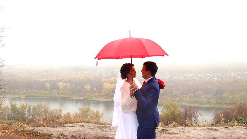 red umbrella wedding